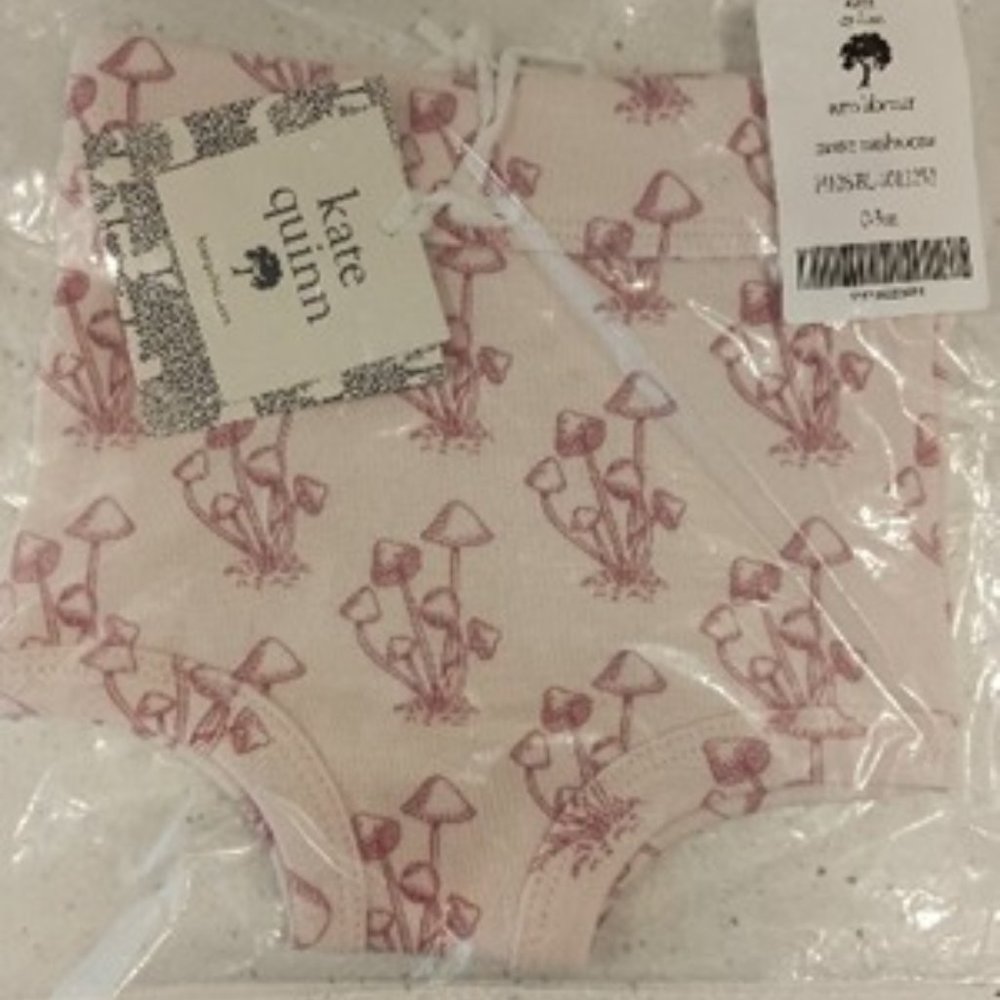 KATE QUINN NIB retro bloomer | mauve mushrooms | raw edge organic cotton - 0-3m